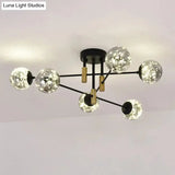 Starry Nordic Ball Semi Flush Light Fixture In Black Smoke Glass - Ideal For Living Room Ceiling