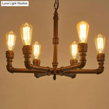 Steampunk Metal Black Chandelier With 3/6 Bulb Piping - Stylish Pendant Ceiling Light For Bistros