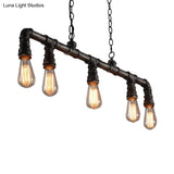 Steampunk Metal Water Pipe Pendant Light - 5 Bulbs Black Ideal For Dining Room Or Hanging Island