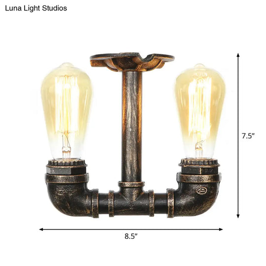 Steampunk Pipe Close To Ceiling Light In Bronze For Living Room