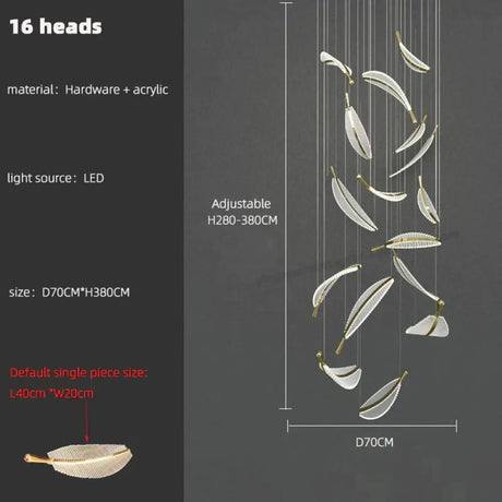 Stellana Leaf Cluster Chandelier 16 heads / white light