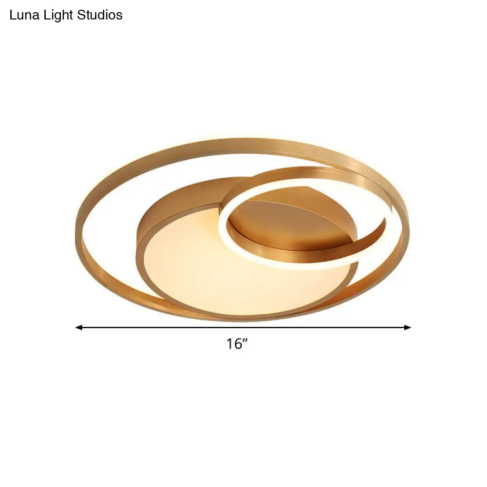 Stepless Dimming Gold Led Flush Mount Ceiling Lamp - 16/23.5 Wide Circle Acrylic Light Fixture