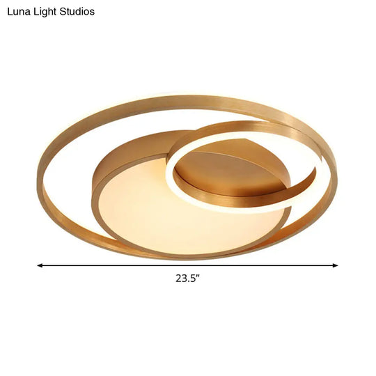 Stepless Dimming Gold Led Flush Mount Ceiling Lamp - 16/23.5 Wide Circle Acrylic Light Fixture