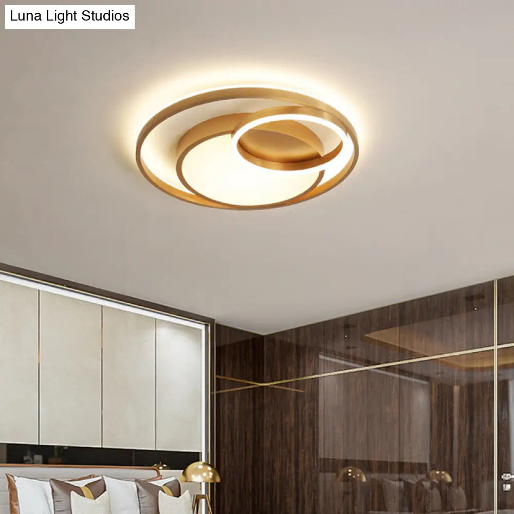 Stepless Dimming Gold Led Flush Mount Ceiling Lamp - 16’/23.5’ Wide Circle Acrylic Light