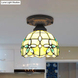 Stunning Crystal Flower Stained Glass Tiffany Flush Mount Light - Ideal For Bedroom Decor