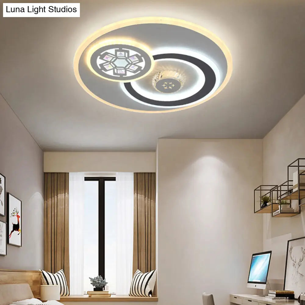 Stunning Crystal Led Ceiling Light: Modern Stylish Flush Mount Lamp In White