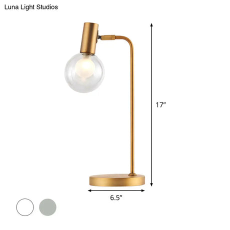 Stunning Gold Spherical Table Lamp With Smoke Gray/Clear Glass Shade - Perfect For Bedroom