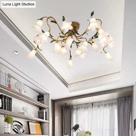 Stunning Starburst Ceiling Light Fixture - Rustic Brass Metal Led Flower Semi Flush Mount Lighting