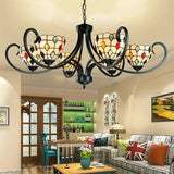 Stunning Tiffany Stained Glass Chandelier With Beaded Design - 5/6/8 Lights Beige Perfect For