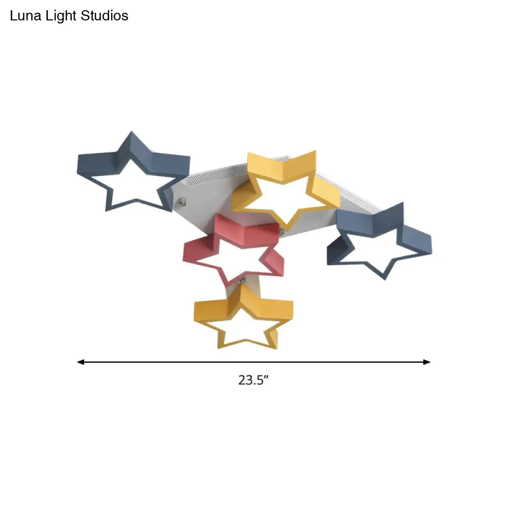 Stylish Acrylic Starry Flush Ceiling Light For Kid’s Bedroom - Nordic Style With Colorful Led