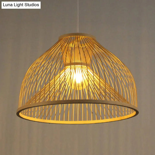 Stylish Asian 1-Light Bamboo Pendant Lamp For Dining Room Ceiling Fixture