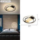 Stylish Bedroom Glow: Black Metallic Led Flush Mount Ceiling Light With A Simple Halo Design
