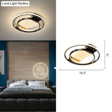 Stylish Bedroom Glow: Black Metallic Led Flush Mount Ceiling Light With A Simple Halo Design / 16.5