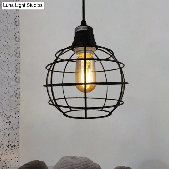 Nautical Style Metal Pendant Lamp With Black Global Shade - Perfect For Balcony Hanging