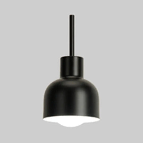 Stylish Domed Pendant Light For Restaurant And Foyer - Aluminum Single Head Hanging Lamp Black