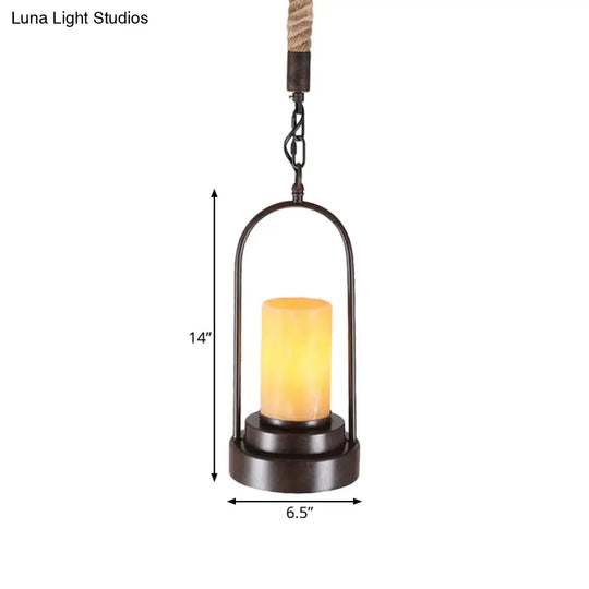 Stylish Farmhouse Cylinder Restaurant Suspension Lighting: Marble 1-Light Bronze/Black Ceiling