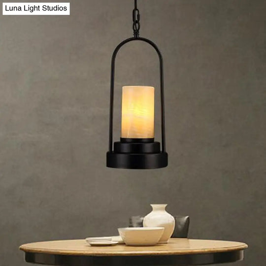 Stylish Farmhouse Cylinder Restaurant Suspension Lighting: Marble 1-Light Bronze/Black Ceiling