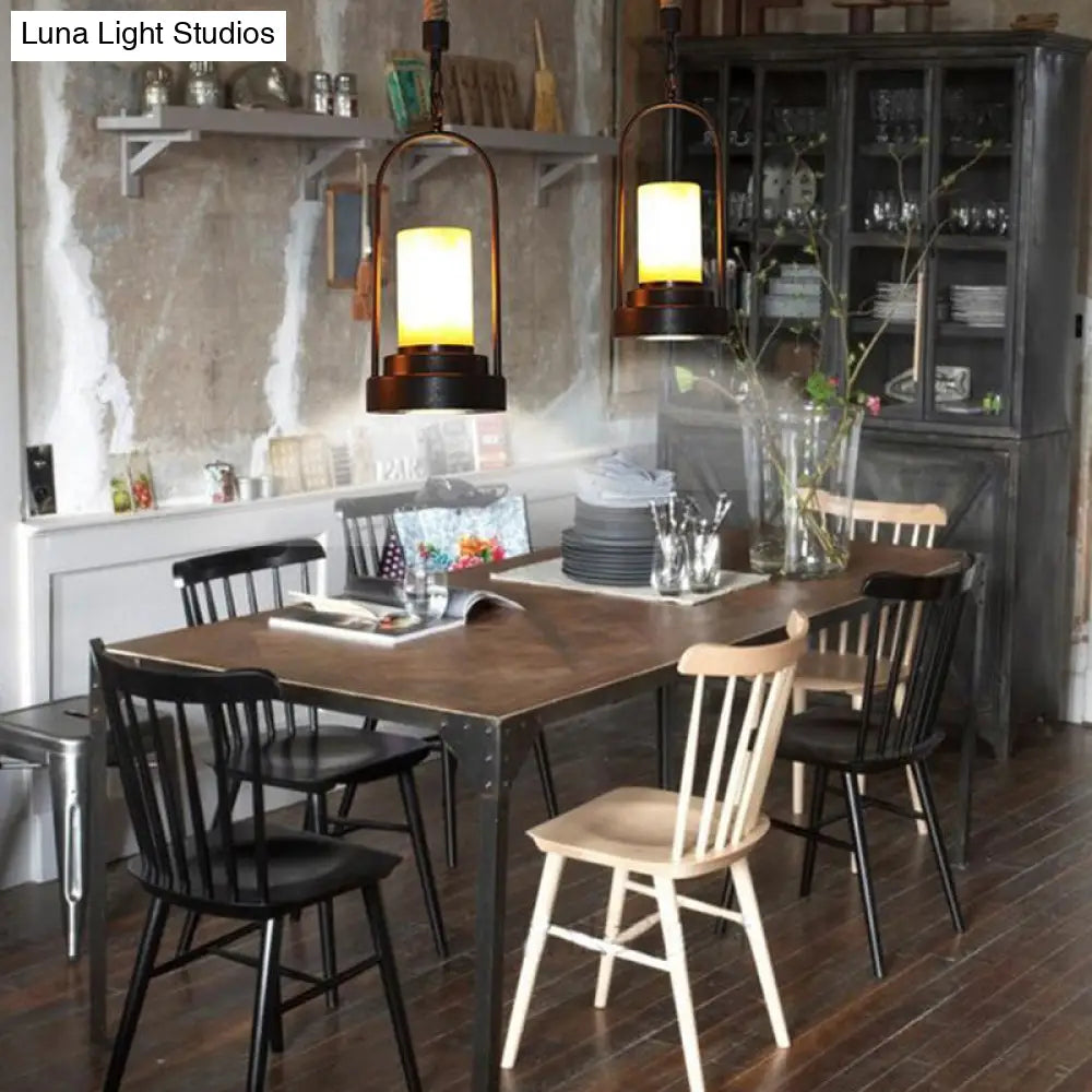Stylish Farmhouse Cylinder Restaurant Suspension Lighting: Marble 1-Light Bronze/Black Ceiling