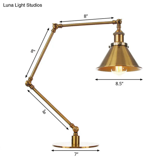 Stylish Flared Table Lamp - Industrial Metallic Accent With 1 Light For Dining Room Gold 8+8/8+8+8