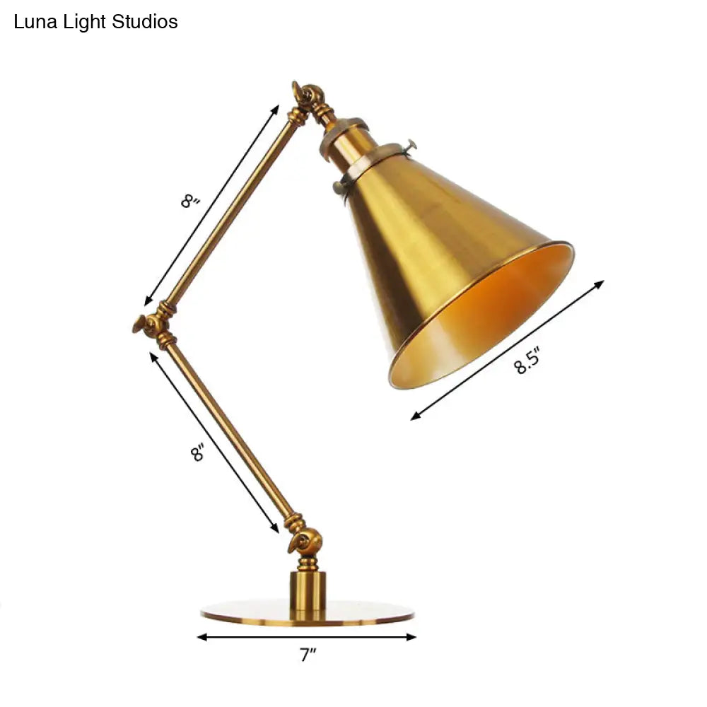Stylish Flared Table Lamp - Industrial Metallic Accent With 1 Light For Dining Room Gold 8+8/8+8+8