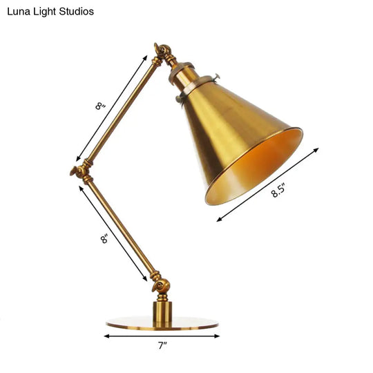 Stylish Flared Table Lamp - Industrial Metallic Accent With 1 Light For Dining Room Gold 8+8/8+8+8