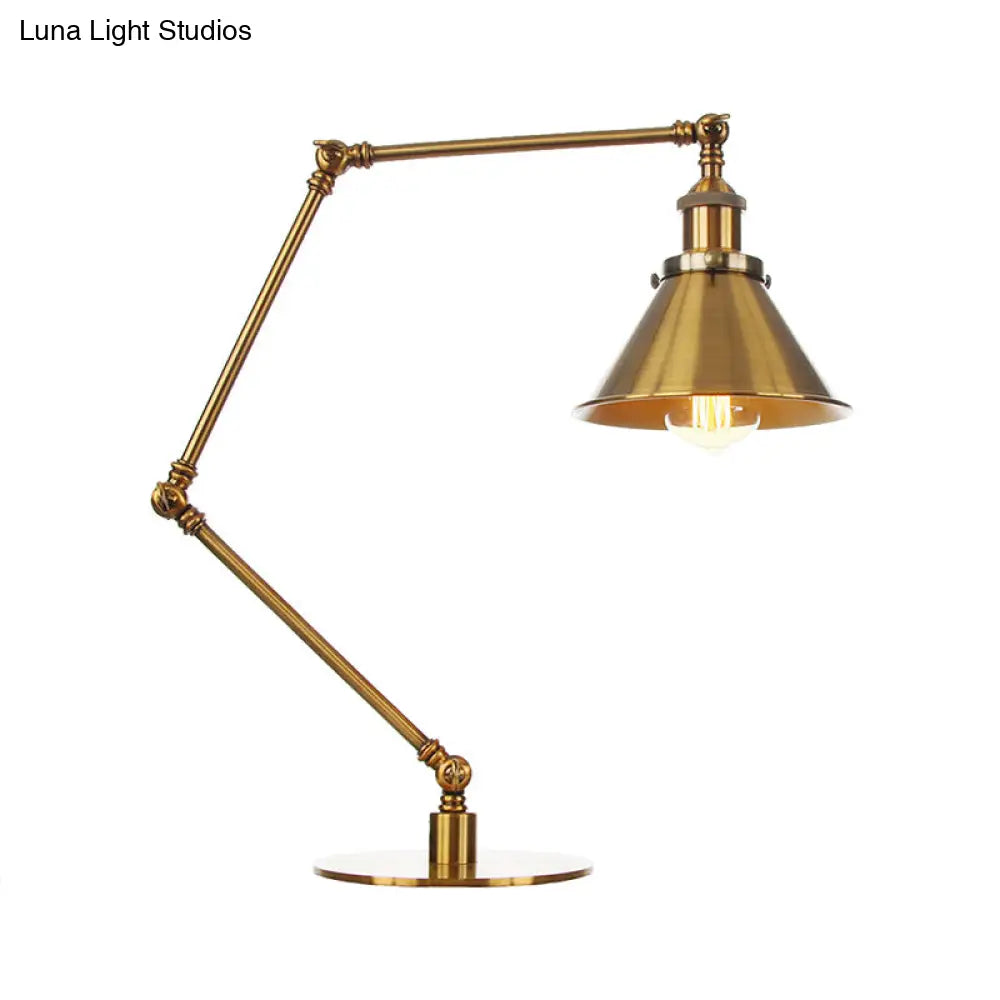 Stylish Flared Table Lamp - Industrial Metallic Accent With 1 Light For Dining Room Gold 8+8/8+8+8