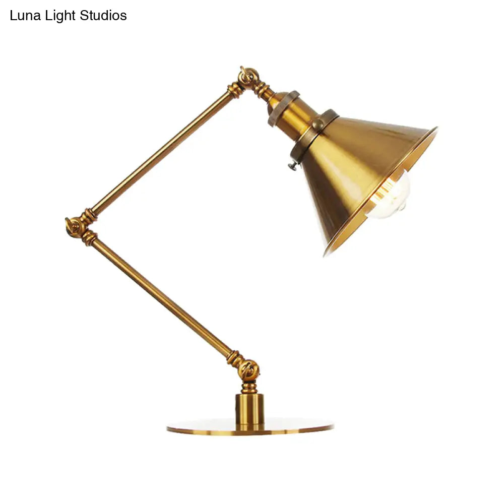 Stylish Flared Table Lamp - Industrial Metallic Accent With 1 Light For Dining Room Gold 8+8/8+8+8