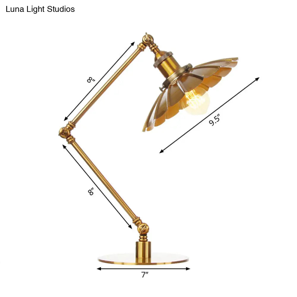 Stylish Flared Table Lamp - Industrial Metallic Accent With 1 Light For Dining Room Gold 8+8/8+8+8
