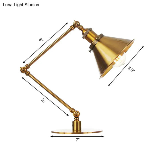 Stylish Flared Table Lamp - Industrial Metallic Accent With 1 Light For Dining Room Gold 8+8/8+8+8