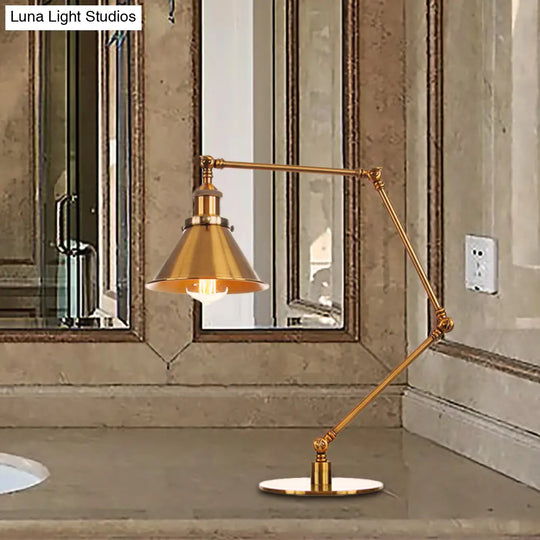 Stylish Flared Table Lamp - Industrial Metallic Accent With 1 Light For Dining Room Gold 8+8/8+8+8