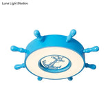 Stylish Led Blue Ceiling Light With Rudder Acrylic Shade For Bedroom Flush Mount