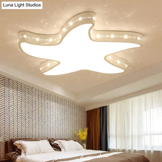 Stylish Led Ceiling Lamp In White For Baby Room With Starfish Design /
