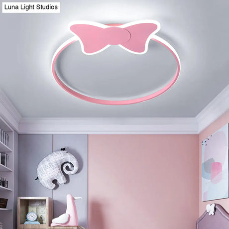 Stylish Led Flush Mount Light In Pink/White With Aluminum & Acrylic Design And Charming