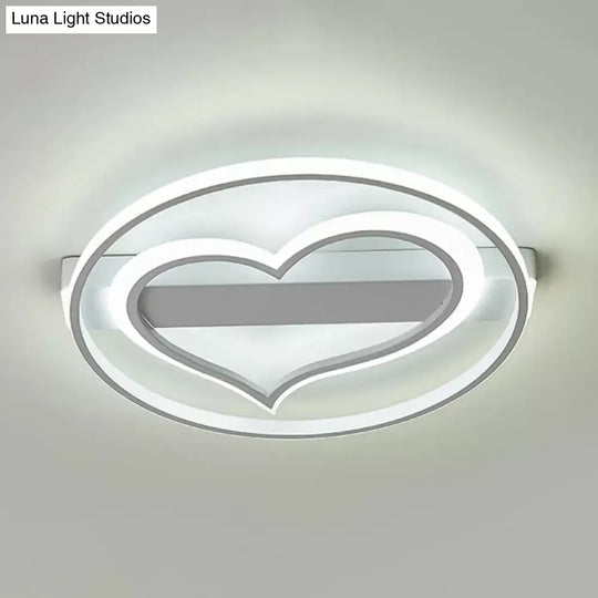 Stylish Loving Heart Acrylic Flush Ceiling Light For Study Room - Modern Design White / 16