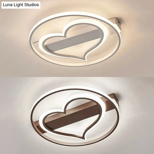 Stylish Loving Heart Acrylic Flush Ceiling Light For Study Room - Modern Design