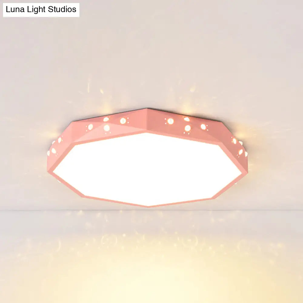 Stylish Macaron Octagon Led Ceiling Lamp For Children’s Bedroom