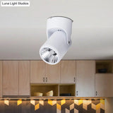 Stylish Mini Semi Flush Led Ceiling Light With Rotatable Metal Cylinder Shade In Black/White For