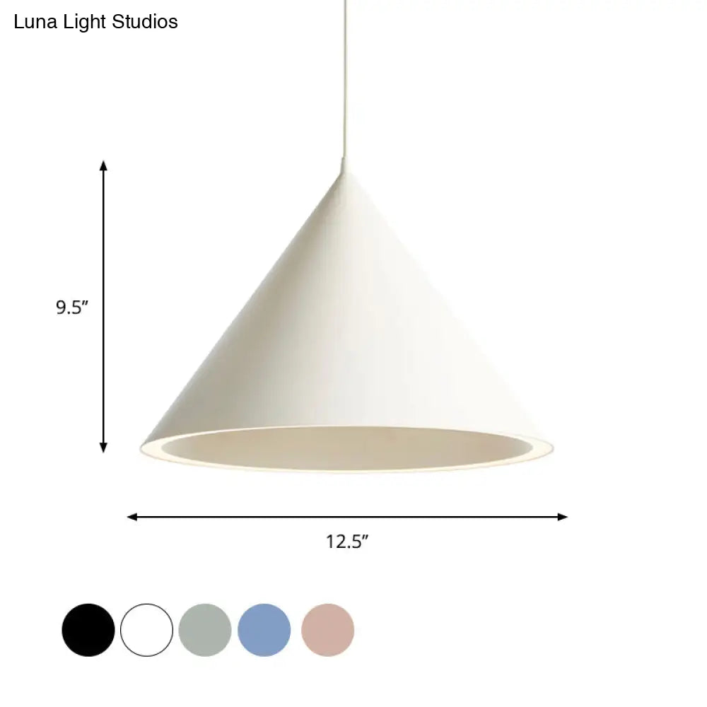 Stylish Nordic 1-Light Metal Pendant Lamp - 10’/12.5’ Diameter In Black/Blue For Table