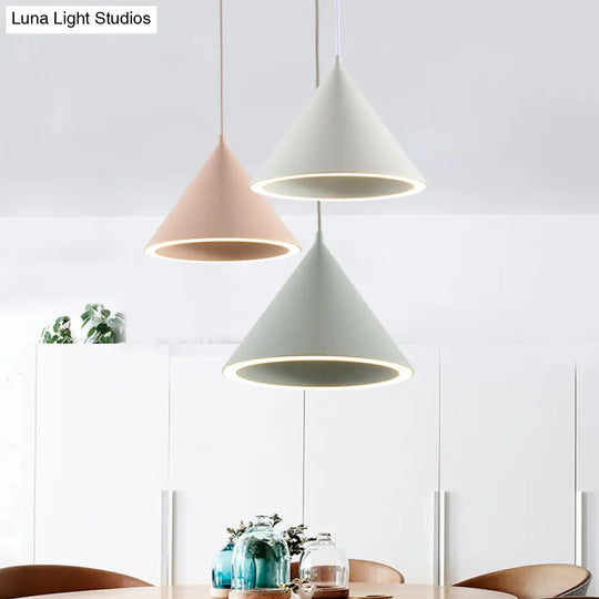 Stylish Nordic 1-Light Metal Pendant Lamp - 10’/12.5’ Diameter In Black/Blue For Table