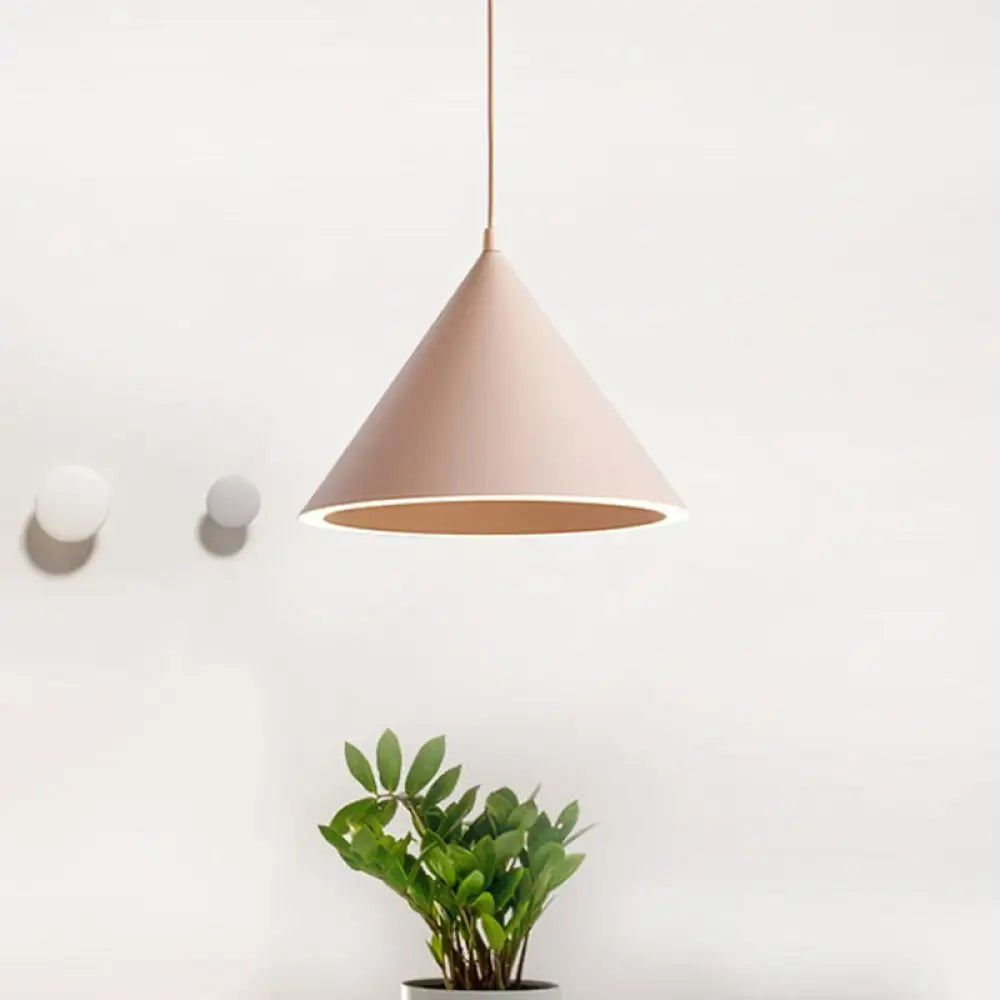 Stylish Nordic 1-Light Metal Pendant Lamp - 10’/12.5’ Diameter In Black/Blue For Table Pink / 10’