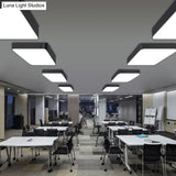 Stylish Office Illumination: Nordic Black Square Led Metal Flush Mount Ceiling Lamp / 23.5 White