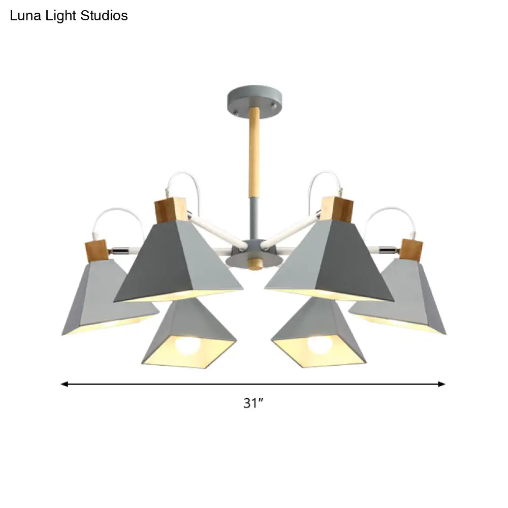 Stylish Rotatable Macaron Wood Chandelier - 6 Lights Ideal For Baby Room Ceiling Pendant