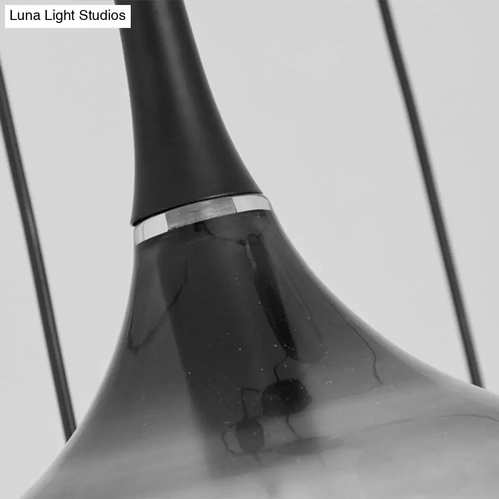 Stylish Teardrop Multi Pendant Ceiling Hang Light - Modern Ombre Smoke Glass 6-Bulb Staircase