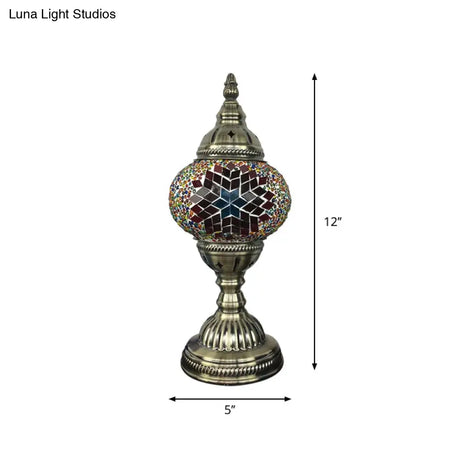 Stylish Turkish Bedroom Table Lamp - Spherical Glass Shade Bronze Finish
