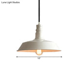 Stylish Vintage Metal Hanging Light Fixture For Barn Dining Table - 1 Bulb White Ceiling Lamp