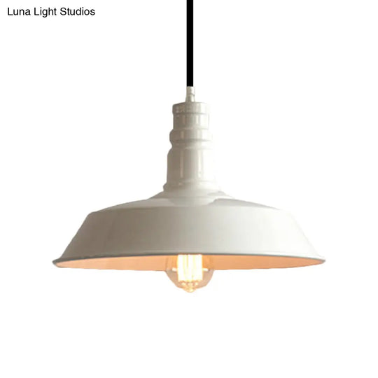 Barn Dining Table Hanging Light Fixture Vintage Metal Lamp - 1 Bulb White 10/14 Diameter