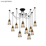 Stylish Vintage Metal Swag Pendant Lamp With Wire Guard - Black