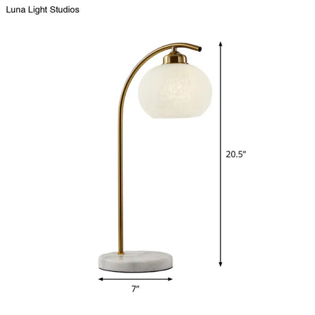 Stylish White Glass Table Lamp With Brass Finish For Study Room
