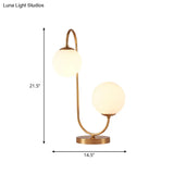 Sulafat - Gold S/C Shaped/Bend Bedside Table Light Metal 1/2-Head Designer Night Lamp In With Ball