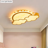Sun & Cloud Led Ceiling Flush Light Fixture For Kids Room In Yellow/Blue/Pink